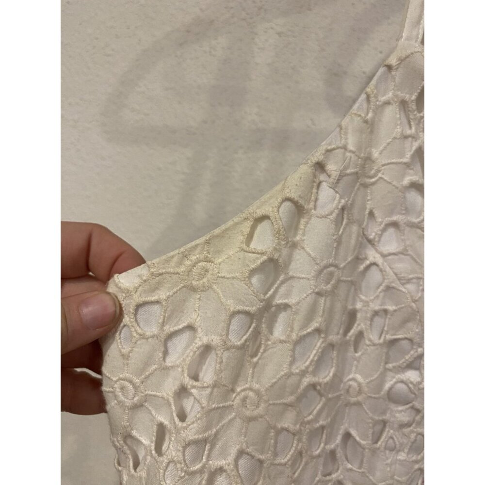 Lilly Pulitzer Dress Womens Size 12 White Lace Sleeveless Pink Trim Summer Party - Picture 4 of 7